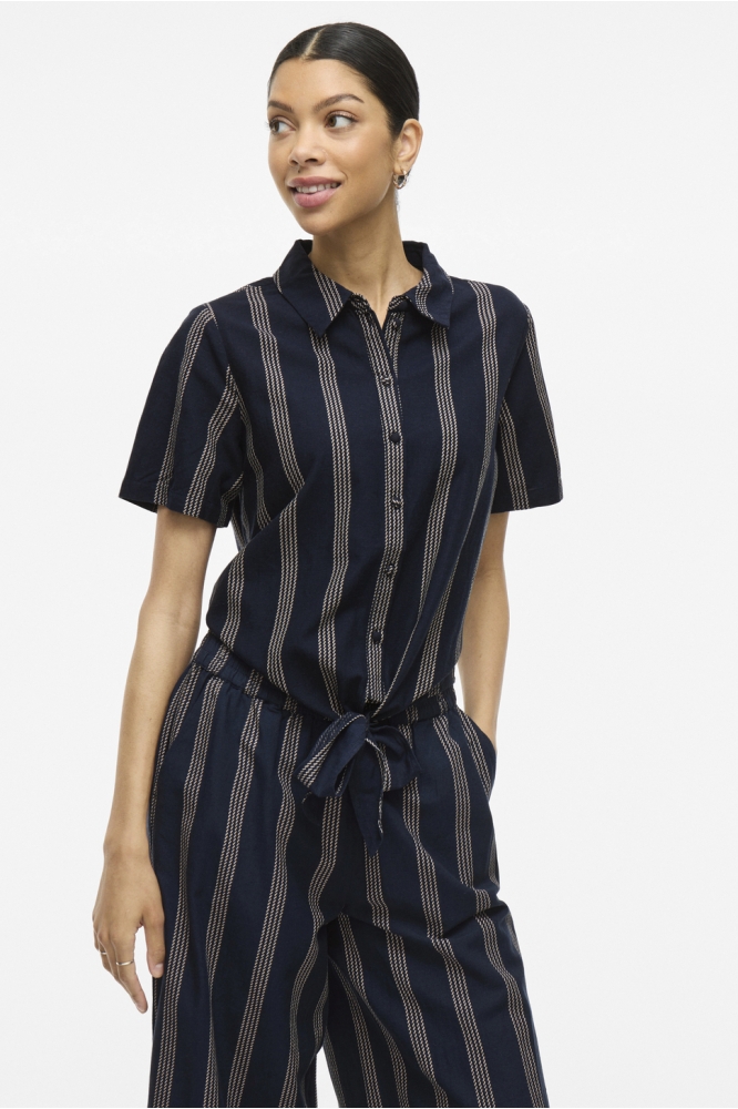 VIPRISILLA PRINT S/S KNOT SHIRT/1 14105067 NAVY BLAZER